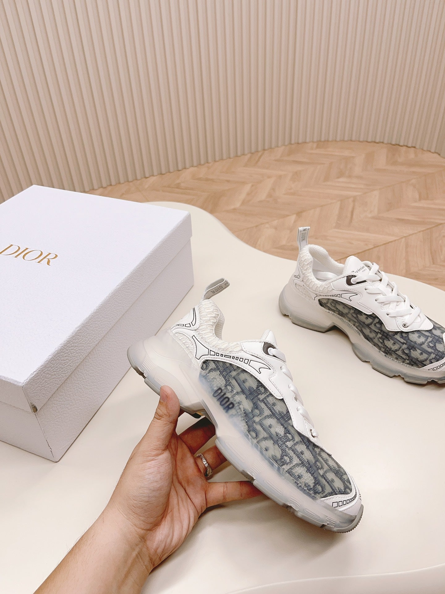 CD 26s Chrono Sneakers White Blue Canvas Rubber Mesh 643750