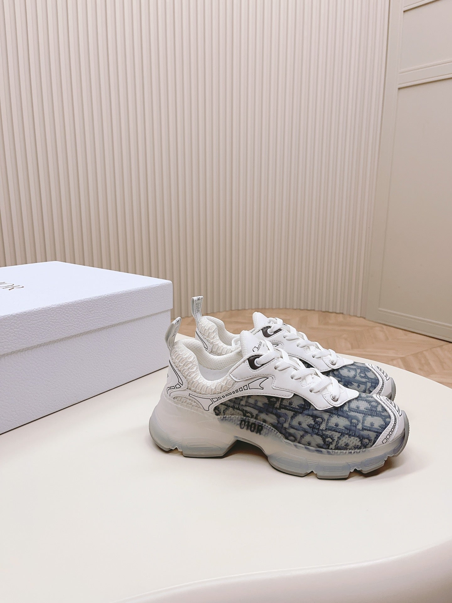 CD 26s Chrono Sneakers White Blue Canvas Rubber Mesh 643750