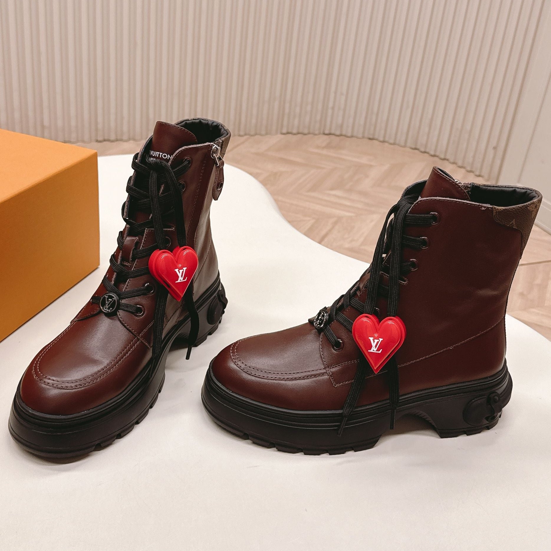 LV 2026 Martin Boot With Heart-shaped Brown Calfskin 595467