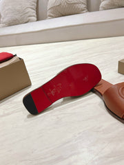 CL 25 Slippers Brown Top Layer High Gloss Calfskin 307502