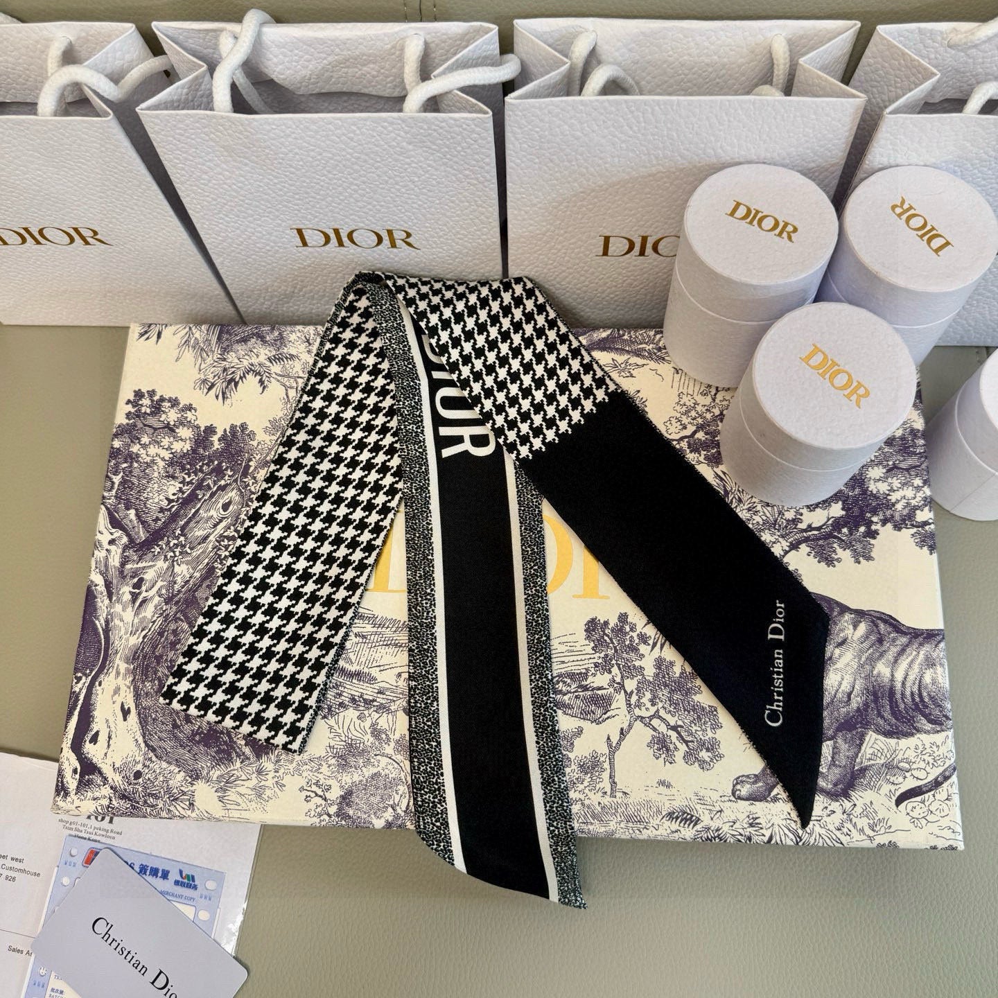 CD Twilly Mini Scarf 105cm Black Mulberry Silk 766722