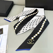 CC  Twilly Mini Star 120cm Black White Blue Mulberry Silk 935261