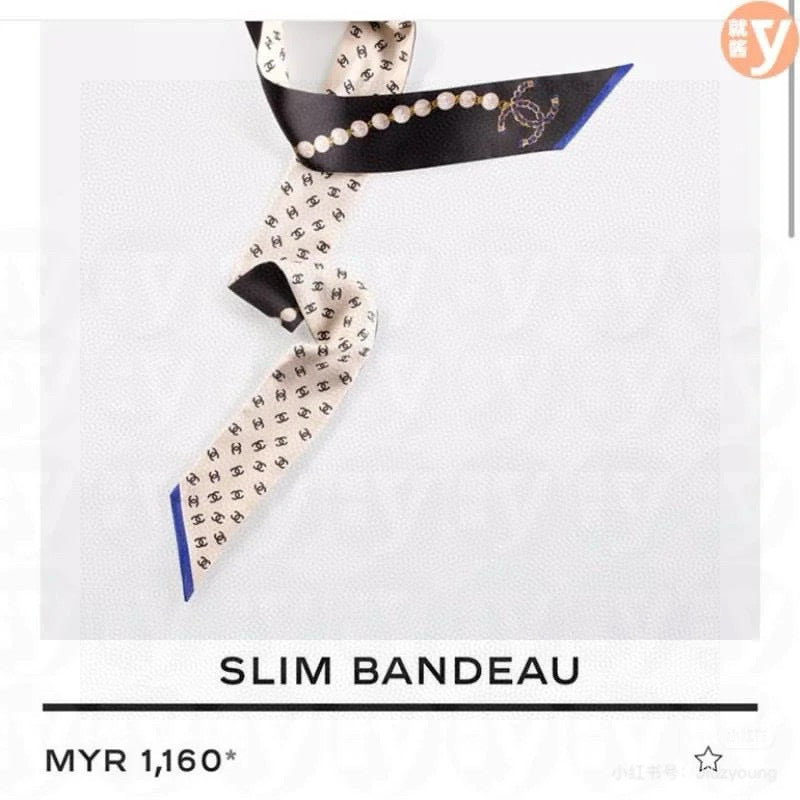 CC  Twilly Mini Star 120cm Black White Blue Mulberry Silk 935261