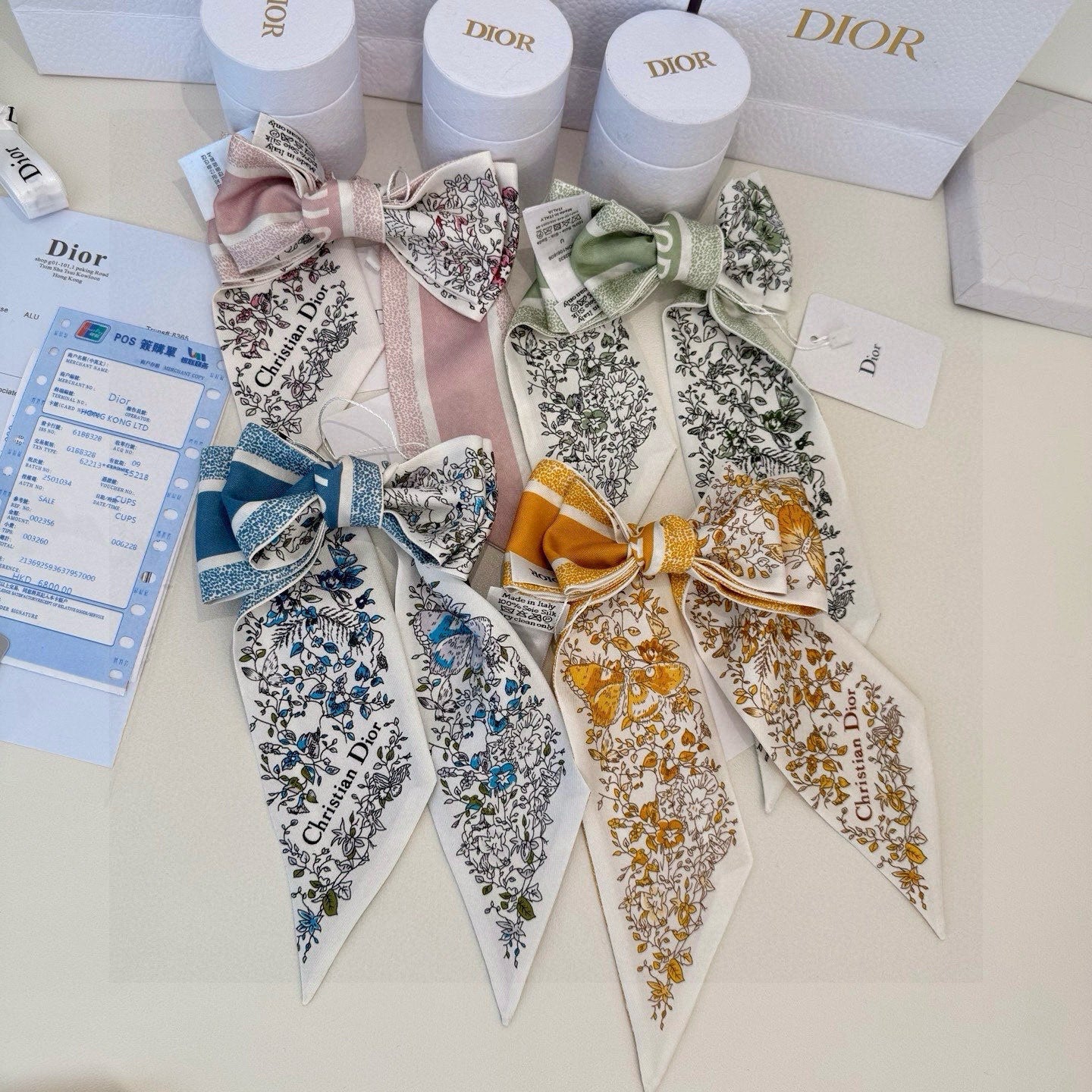 CD Twilly Mini Scarf 105cm Green Mulberry Silk 941923