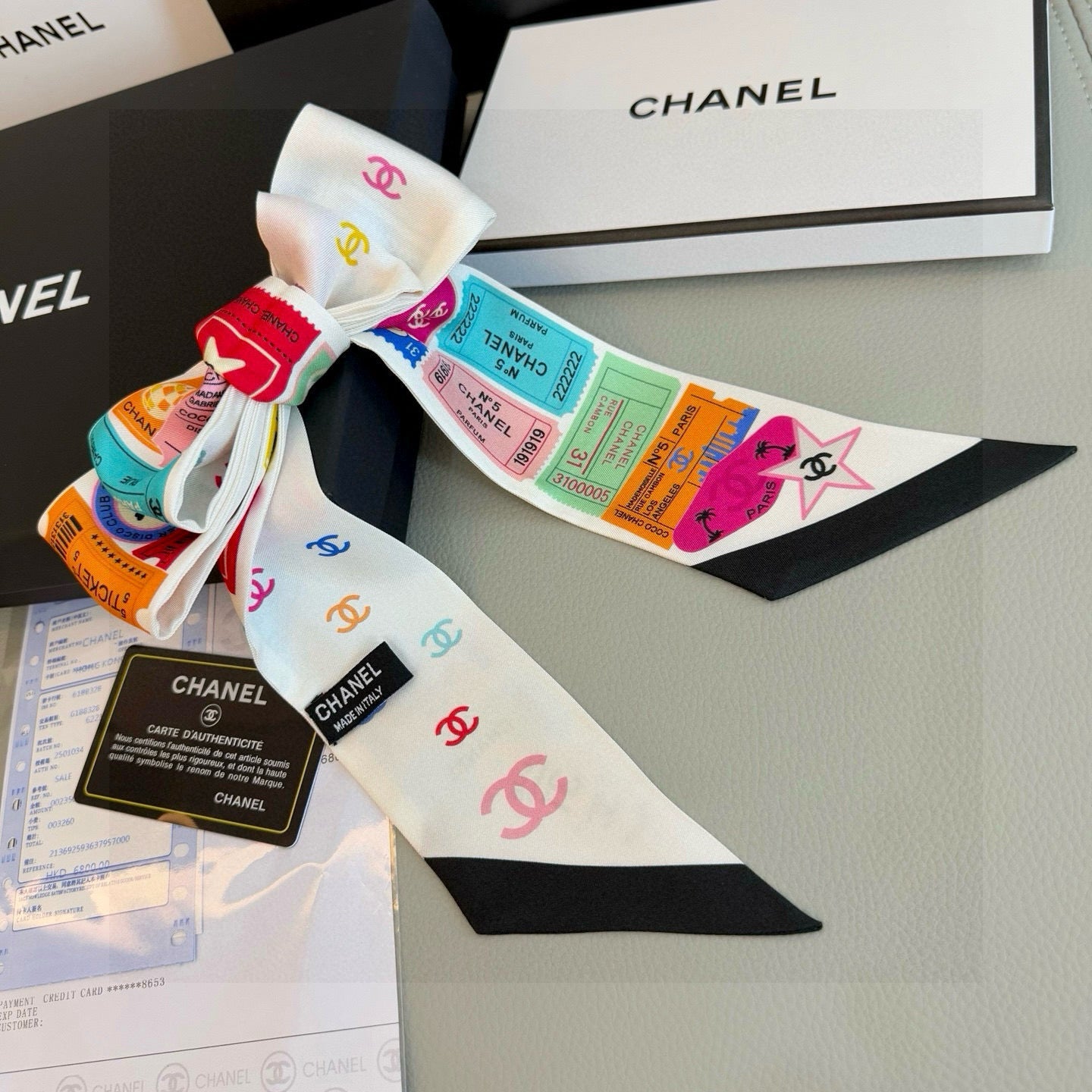 CC  Twilly Mini Star 120cm White Multicolor Mulberry Silk 941931