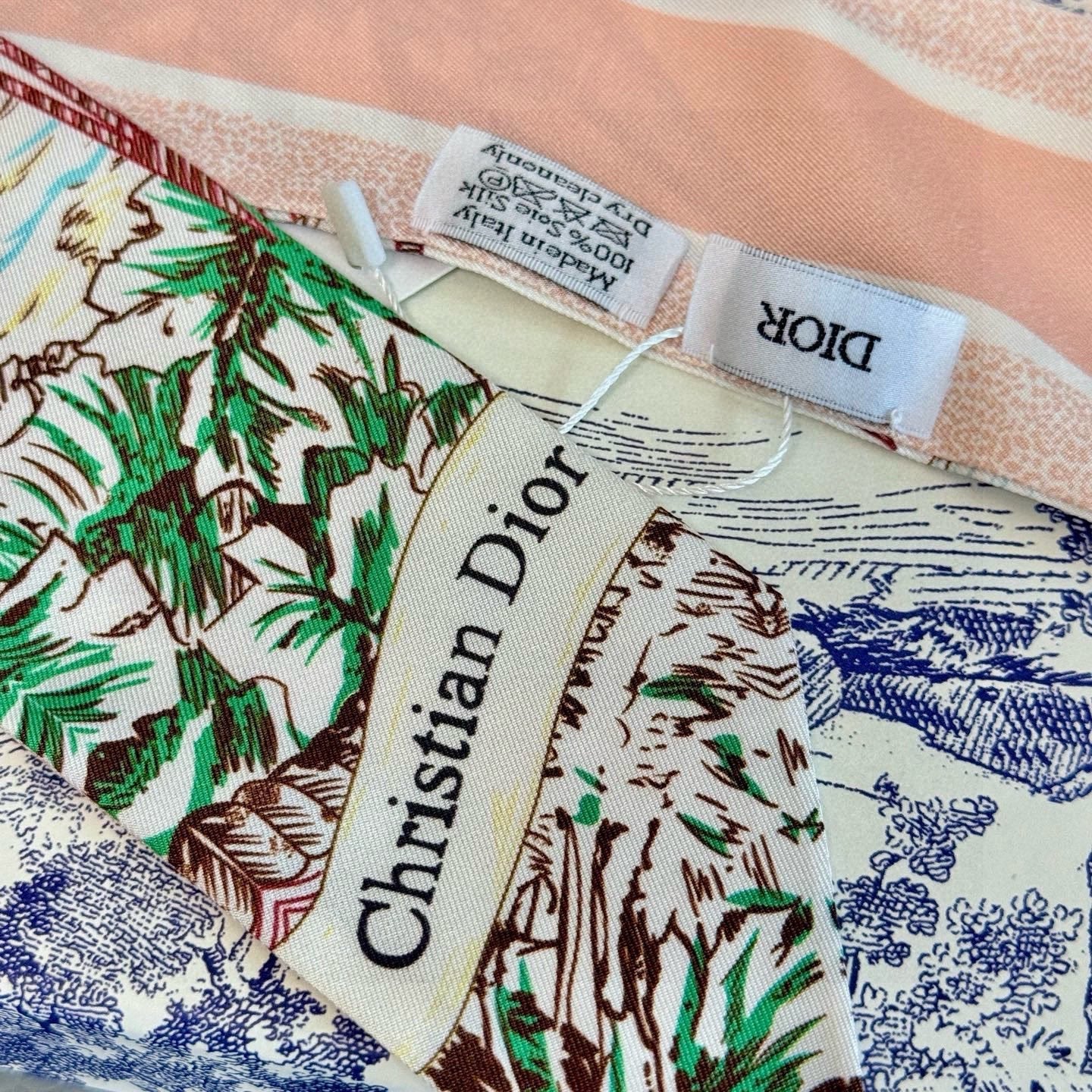 CD Twilly Mini Scarf 105cm Light Pink Colorful Mulberry Silk 945717