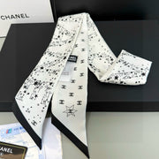 CC  Twilly Mini Star Scarf 120cm White Mulberry Silk 945723