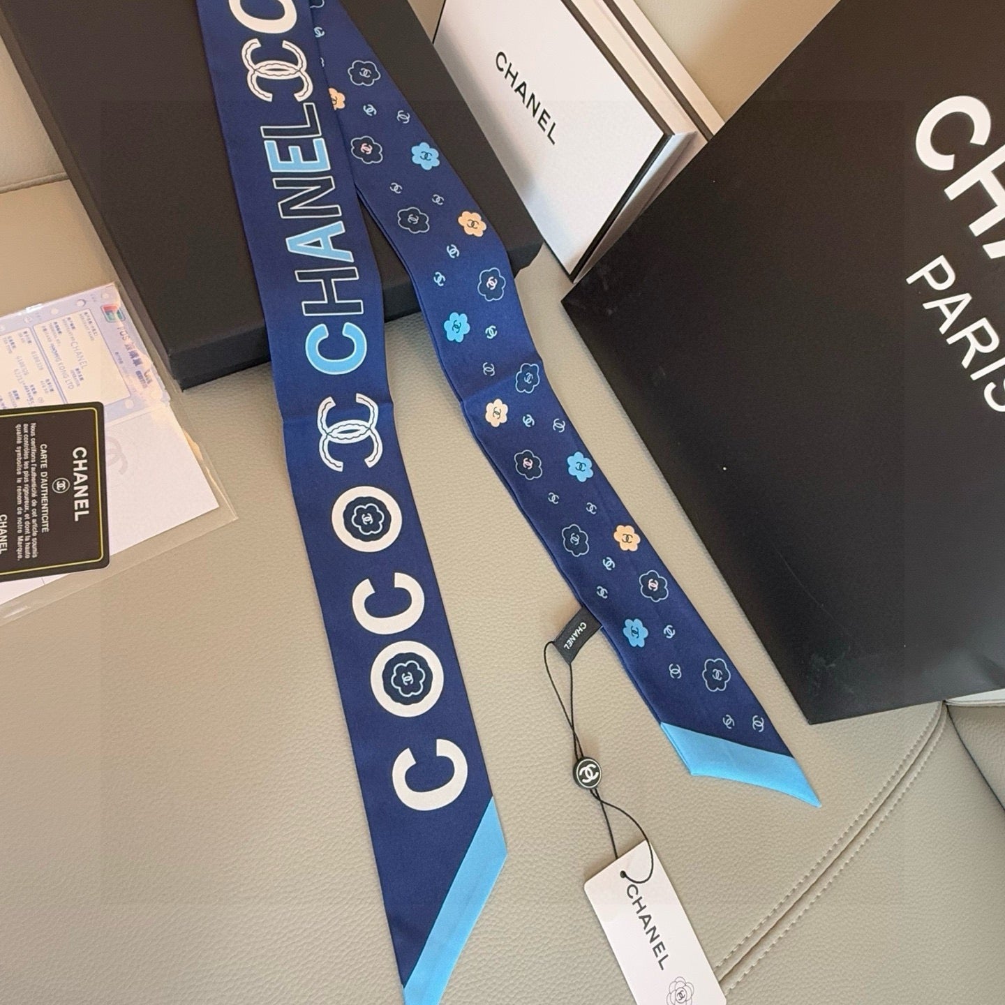 CC  Twilly Mini Scarf 120cm Dark Blue Mulberry Silk 949094