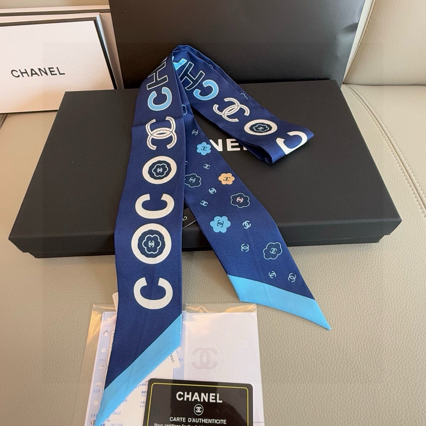 CC  Twilly Mini Scarf 120cm Dark Blue Mulberry Silk 949094