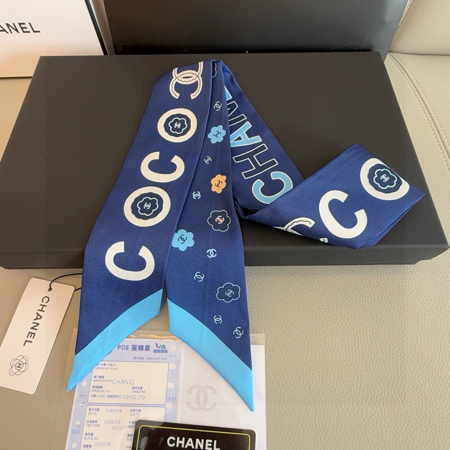 CC  Twilly Mini Scarf 120cm Dark Blue Mulberry Silk 949094