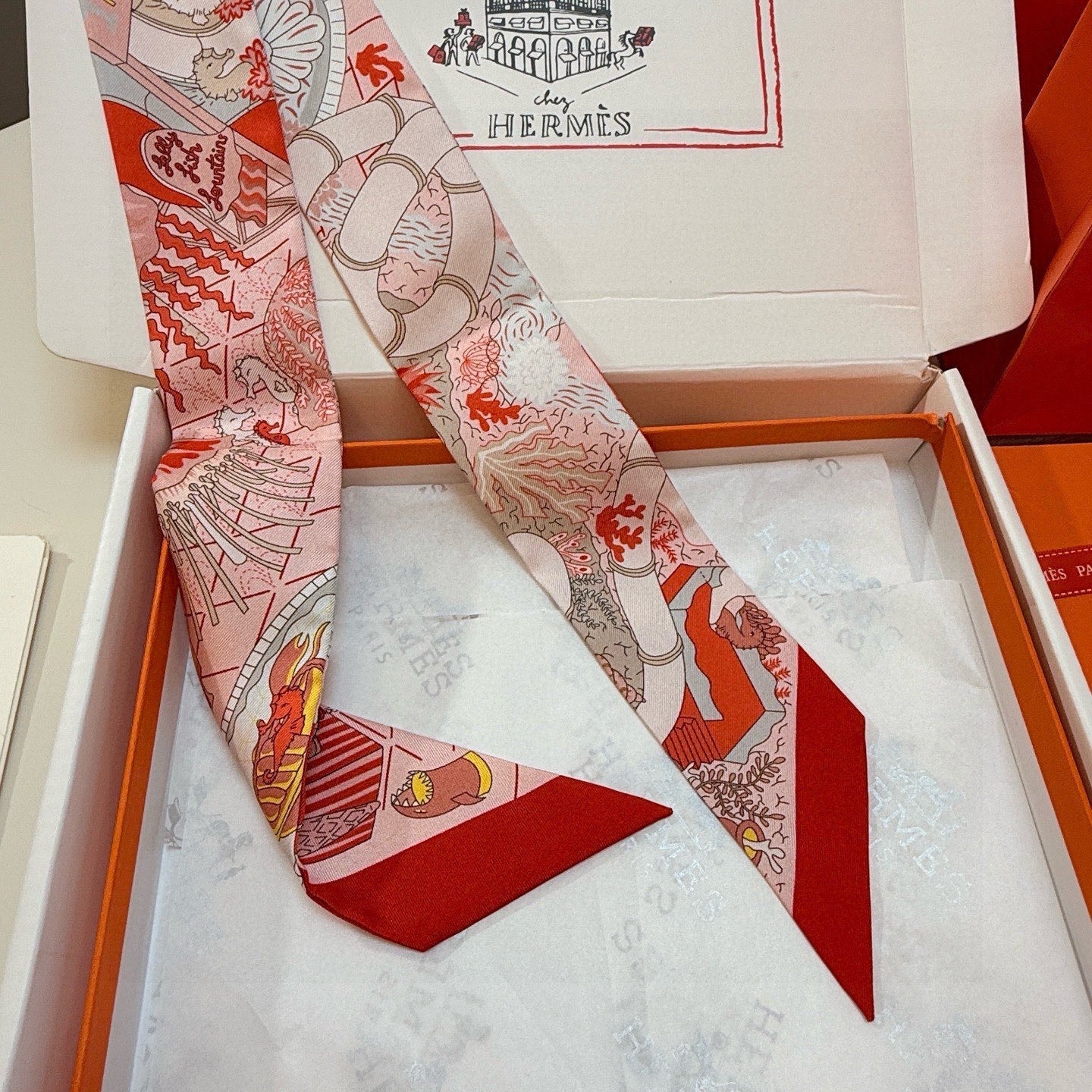 HM Twilly Mini Scarf 86CM Red Mulberry Silk 957043