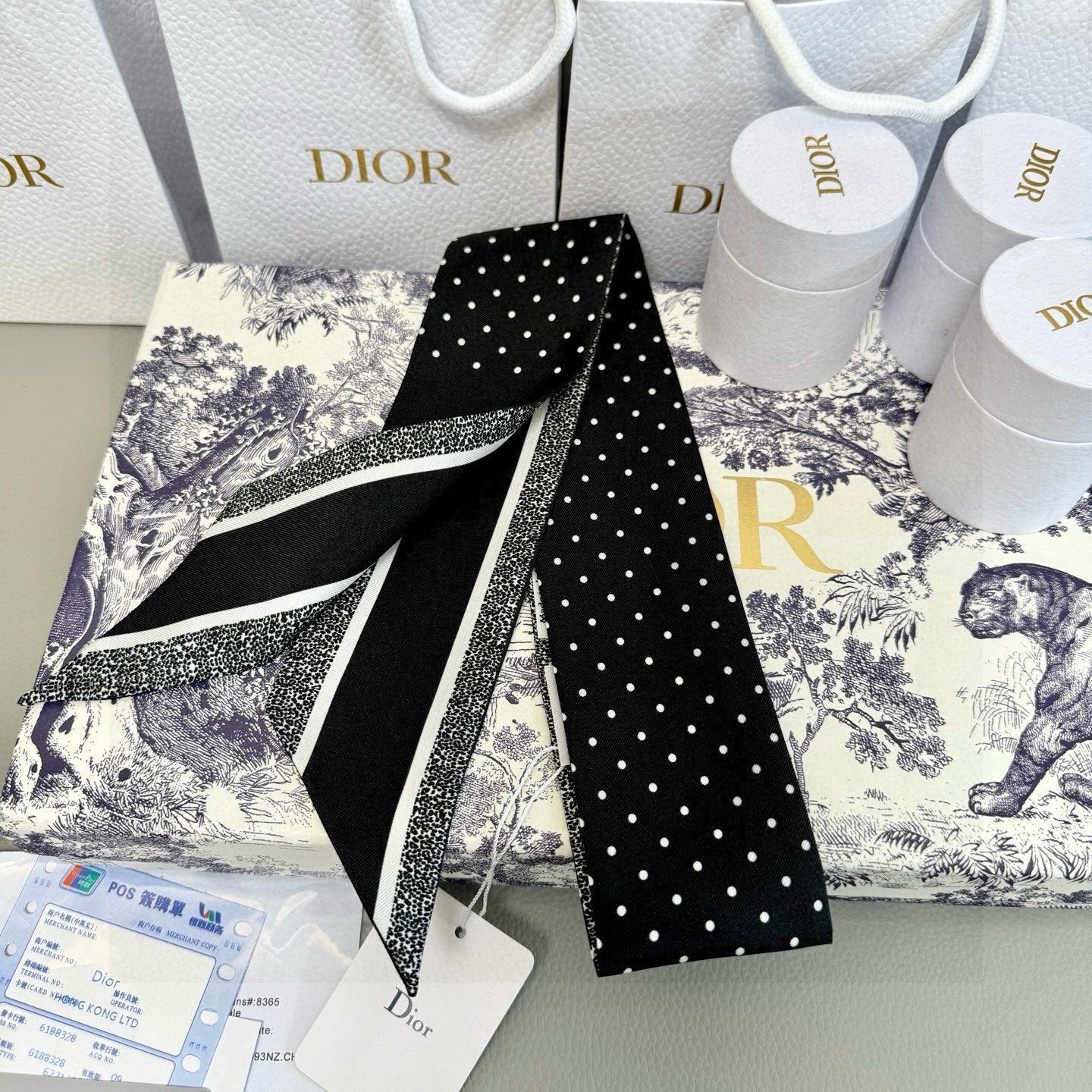 CD Twilly Mini Scarf 105cm Black Mulberry Silk 957049