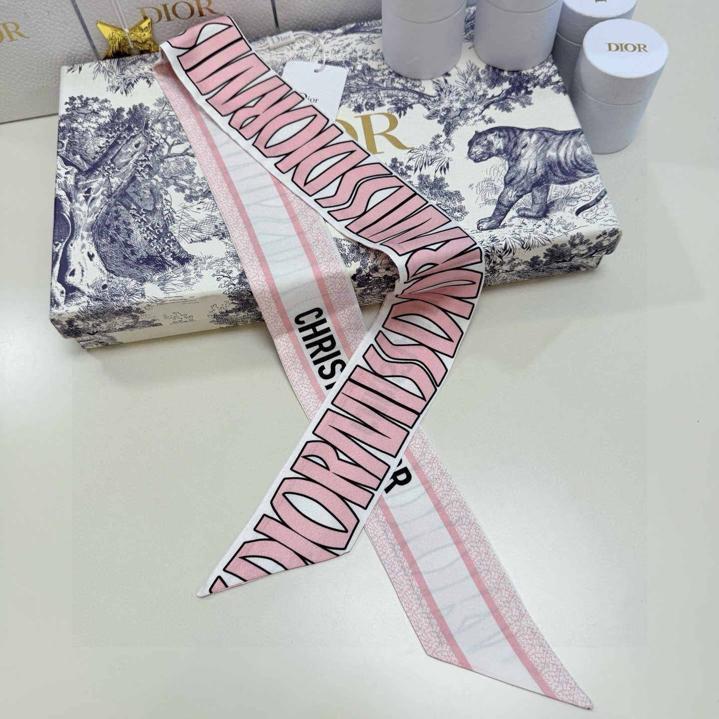 CD Twilly Mini Scarf 105cm Light Pink Mulberry Silk 957053