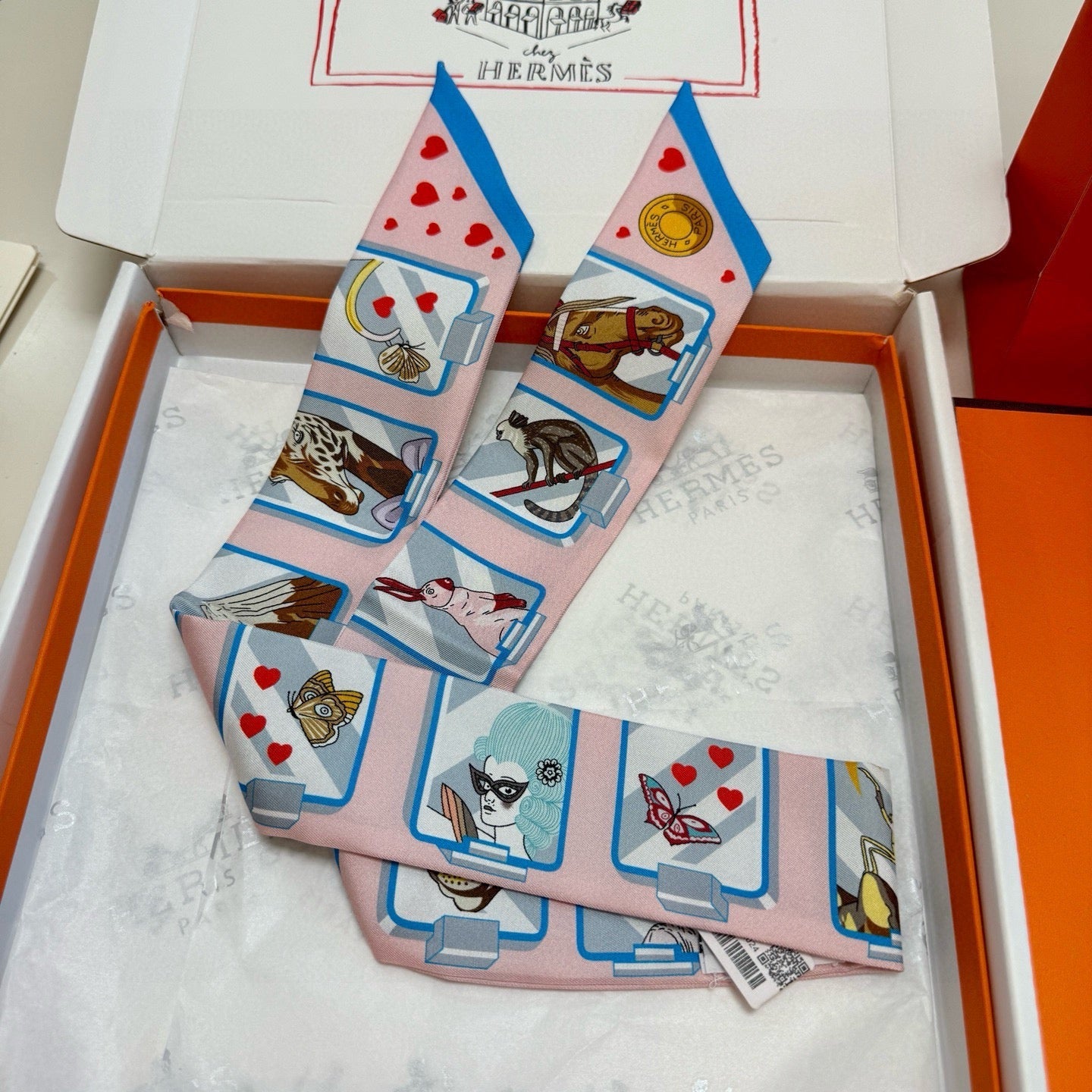 HM Twilly Mini Scarf 86CM Pink Colorful Mulberry Silk 957155