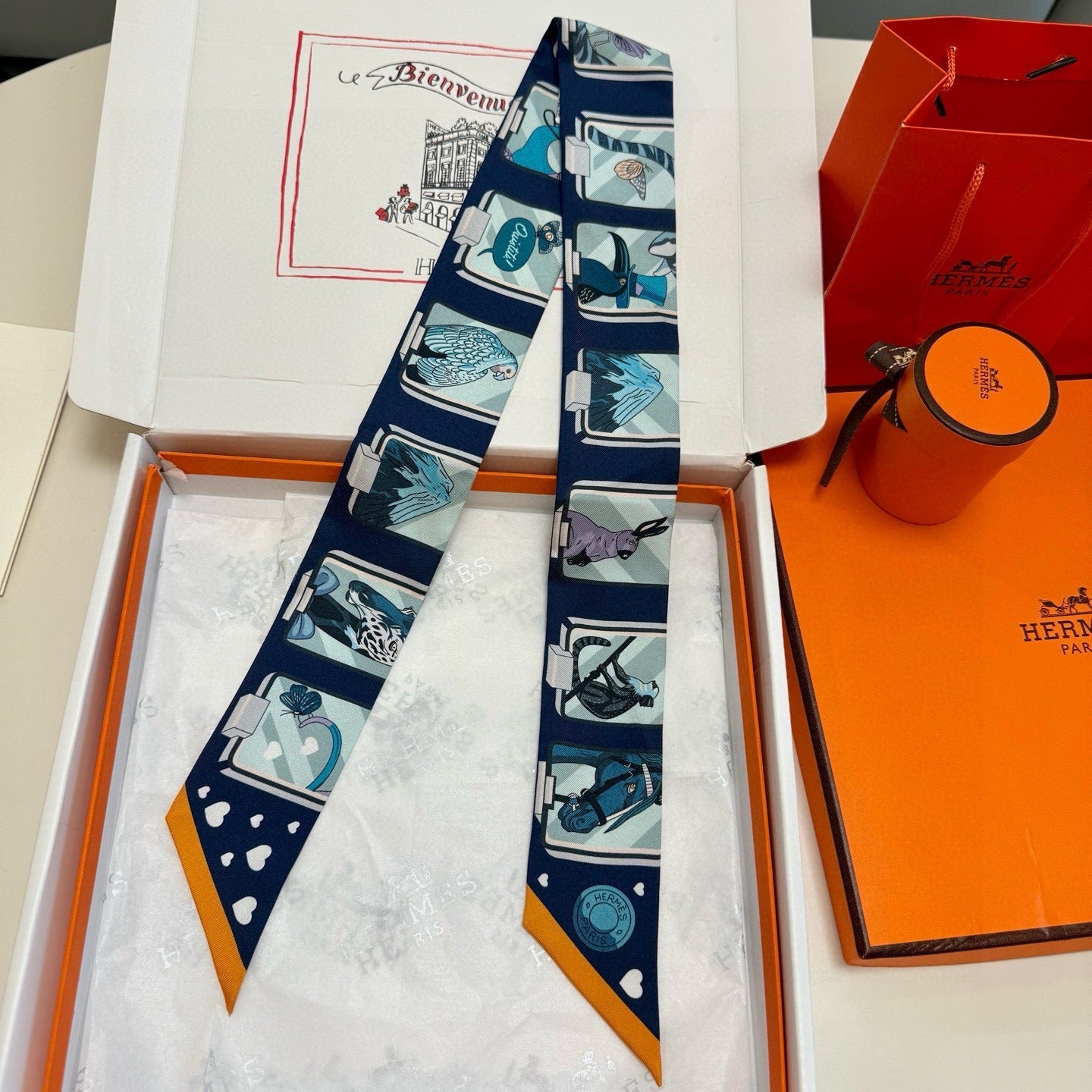 HM Twilly Mini Scarf 86CM Navy Blue Mulberry Silk 957157