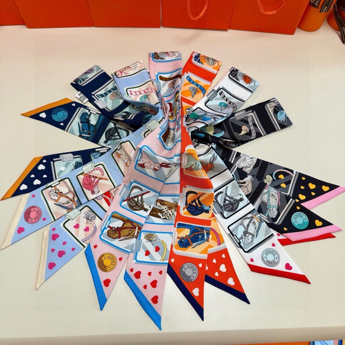 HM Twilly Mini Scarf 86CM Navy Blue Mulberry Silk 957157