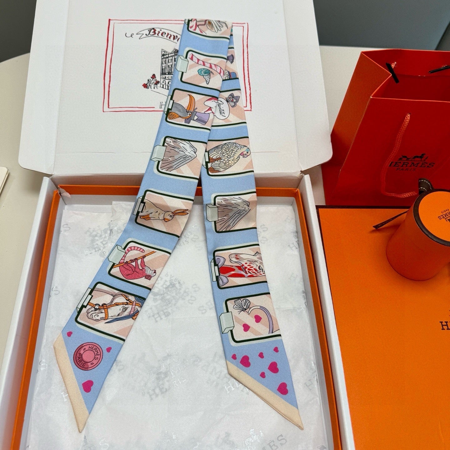 HM Twilly Mini Scarf 86CM Light Blue Mulberry Silk 957158