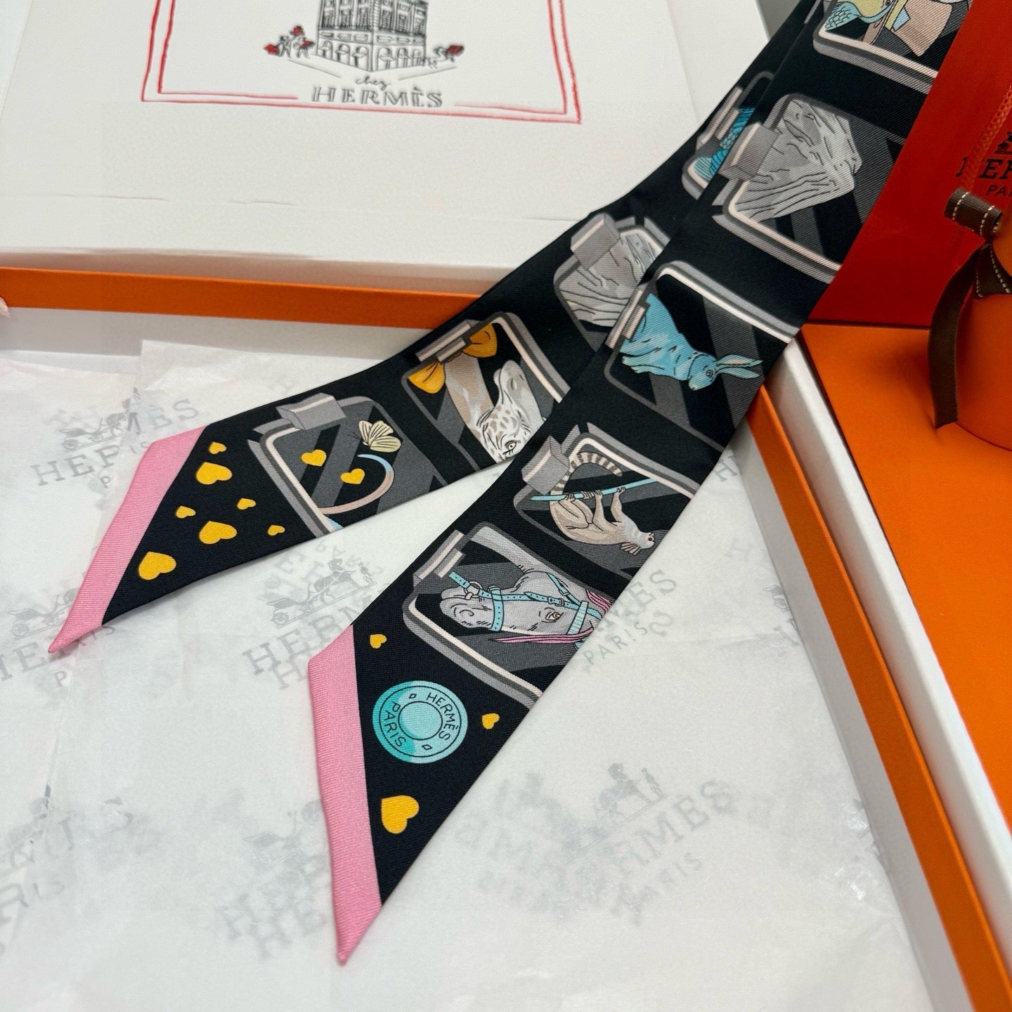 HM Twilly Mini Scarf 86CM Black Mulberry Silk 957159