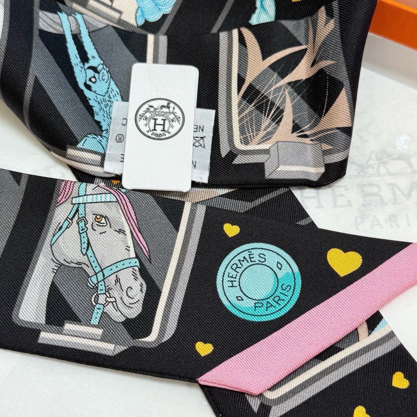 HM Twilly Mini Scarf 86CM Black Mulberry Silk 957159