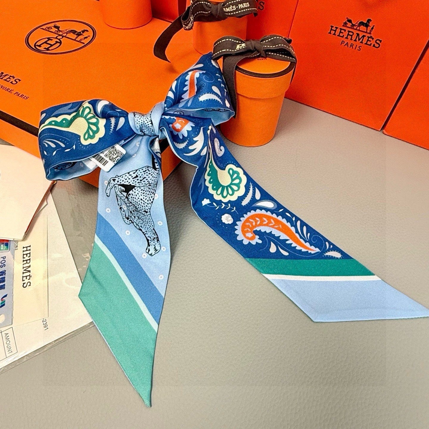 HM Twilly Mini Scarf 86CM Blue Mulberry Silk 965631