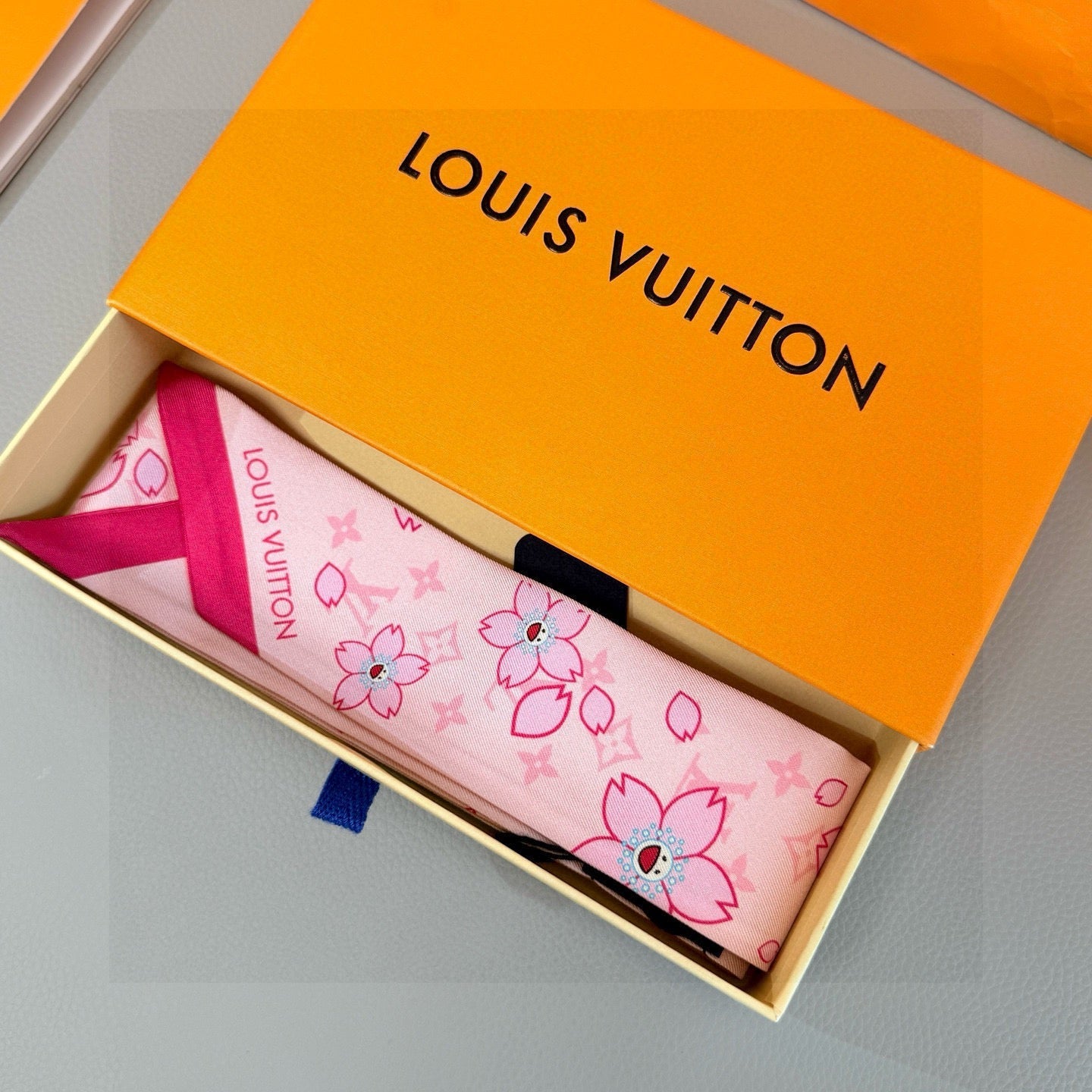 LV Twilly Scarf 120cm Pink Colorful Silk 965654
