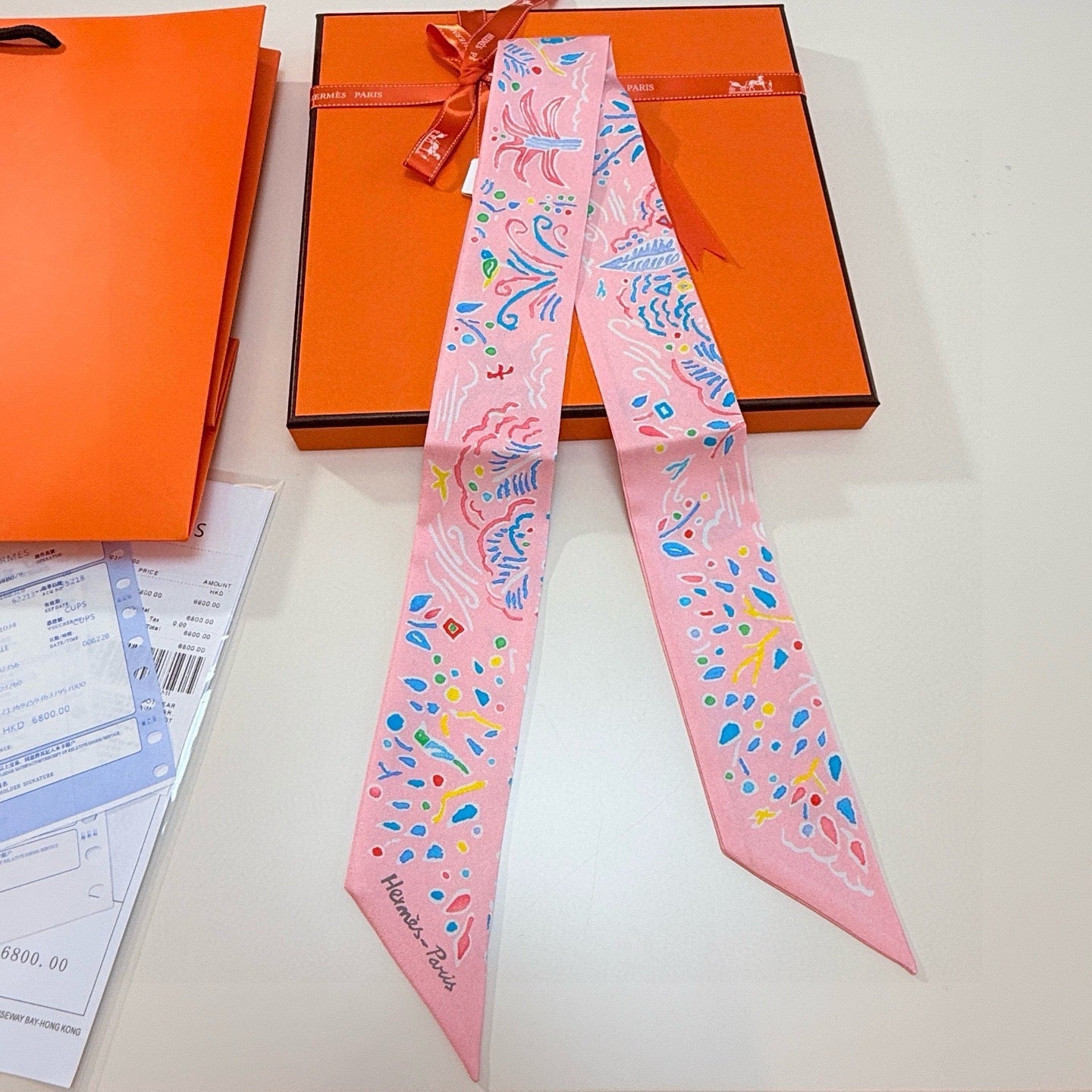 HM Twilly Mini Scarf 86CM Pink Mulberry Silk 967442