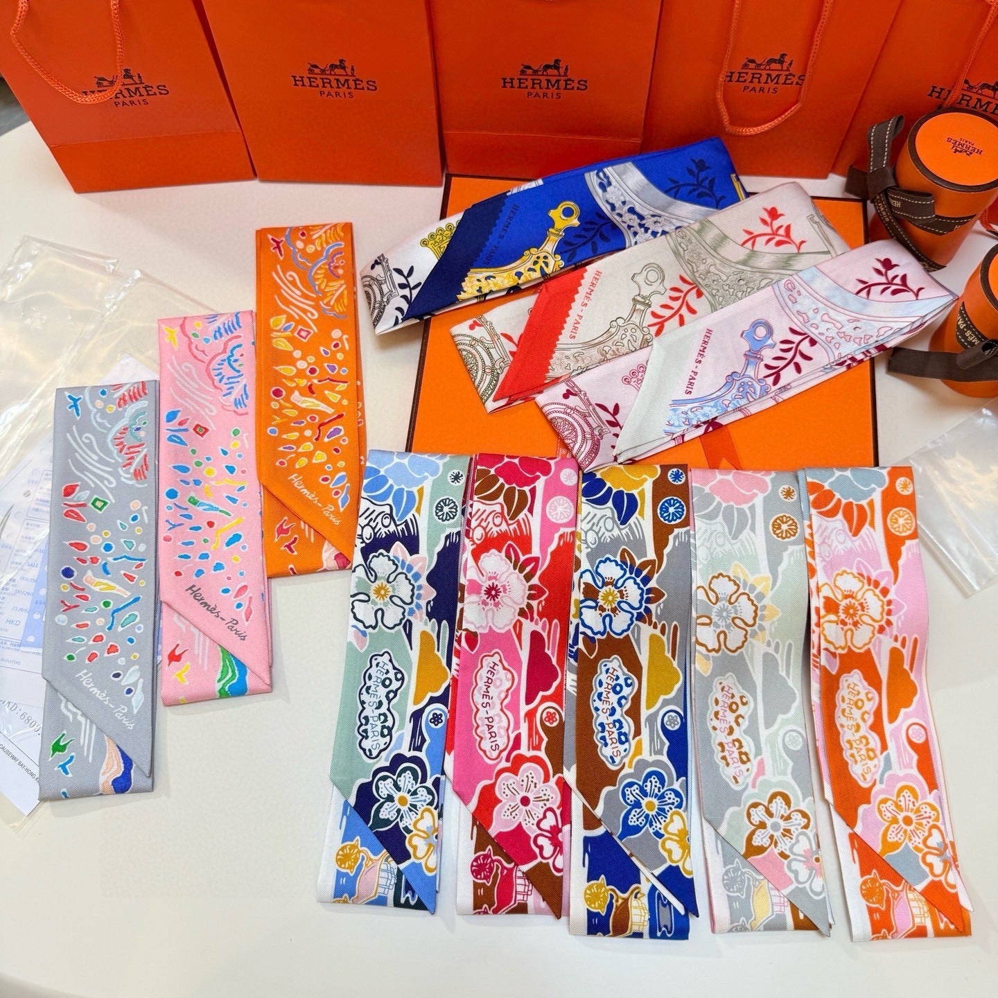 HM Twilly Mini Scarf 86CM Pink Mulberry Silk 967442