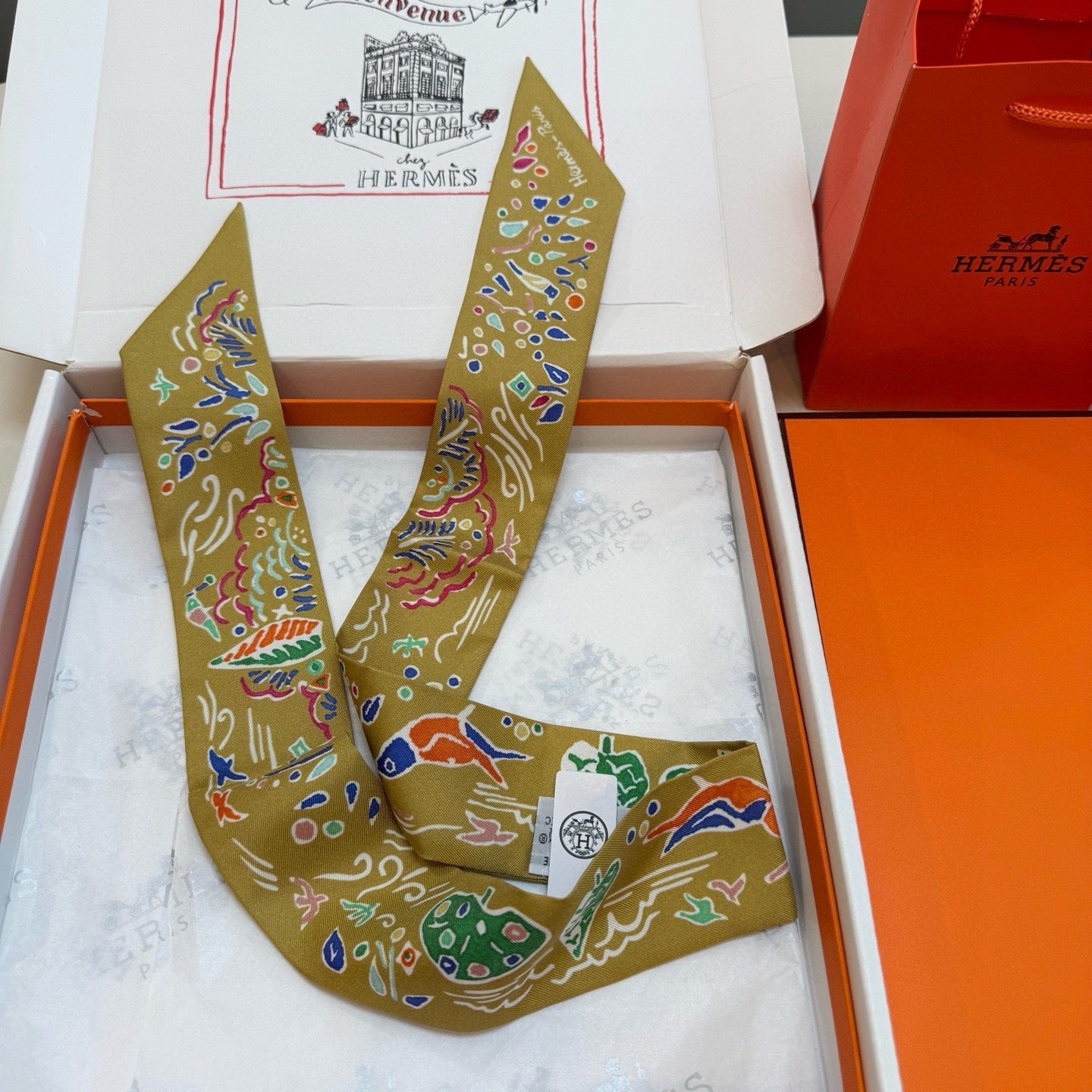 HM Twilly Mini Scarf 86CM Mustard Yellow Mulberry Silk 967443