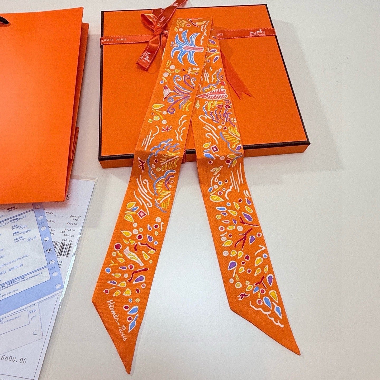 HM Twilly Mini Scarf 86CM Orange Mulberry Silk 967445