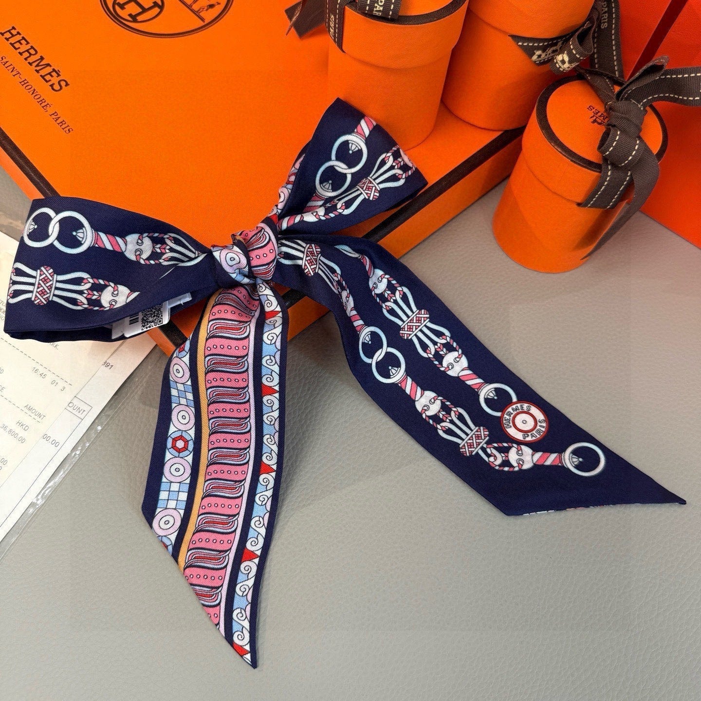 HM Twilly Mini Scarf 86CM Blue Pink Mulberry Silk 967448