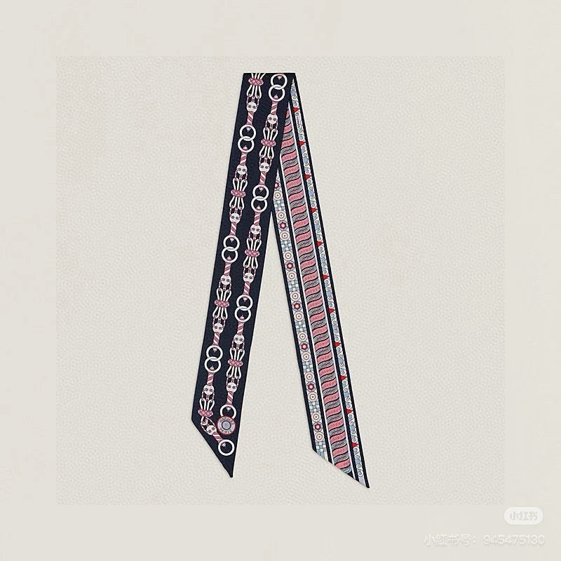 HM Twilly Mini Scarf 86CM Blue Pink Mulberry Silk 967448