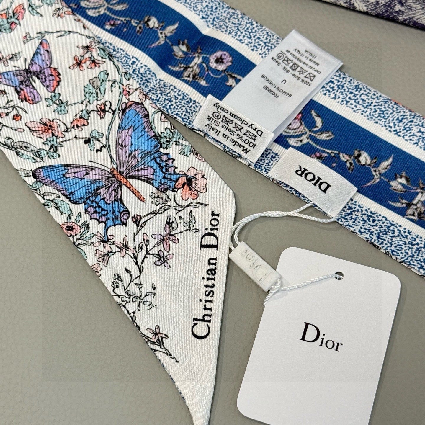 CD Twilly Mini Scarf 105cm Blue Mulberry Silk 969063