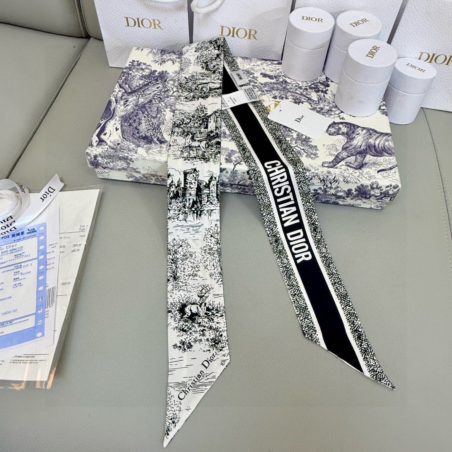 CD Twilly Mini Scarf 105cm Black  Mulberry Silk 976491