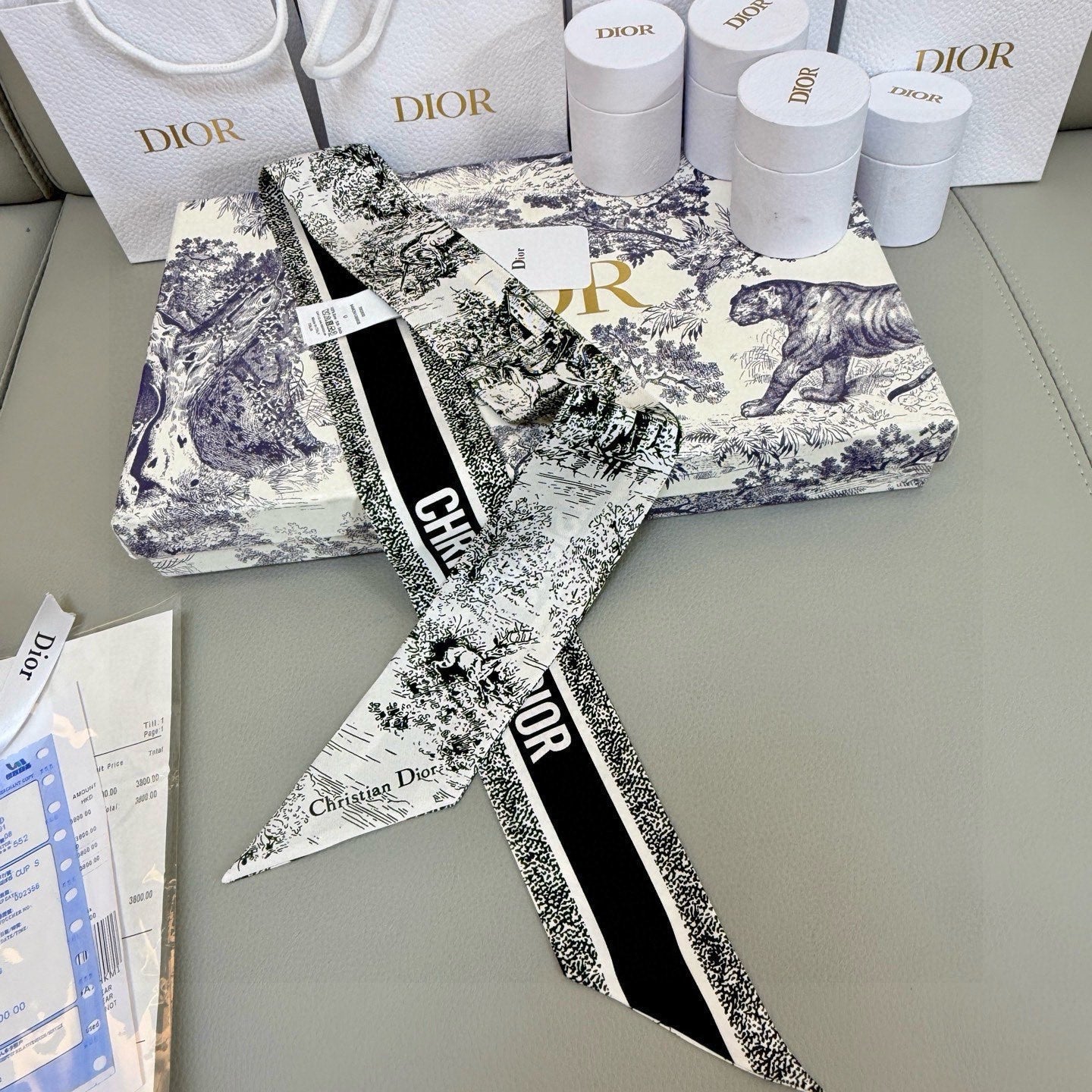 CD Twilly Mini Scarf 105cm Black  Mulberry Silk 976491