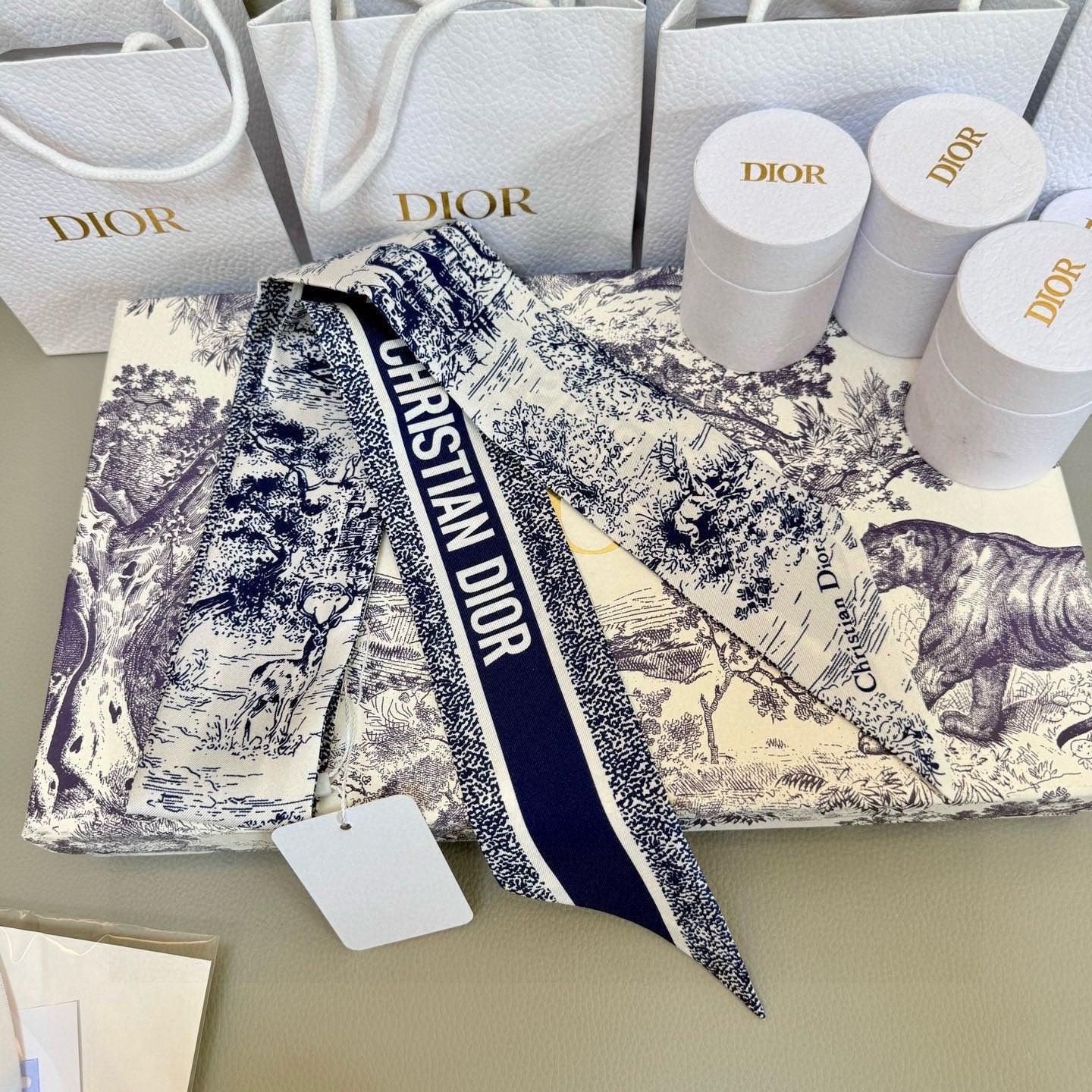 CD Twilly Mini Scarf 105cm Dark Blue Mulberry Silk 976493