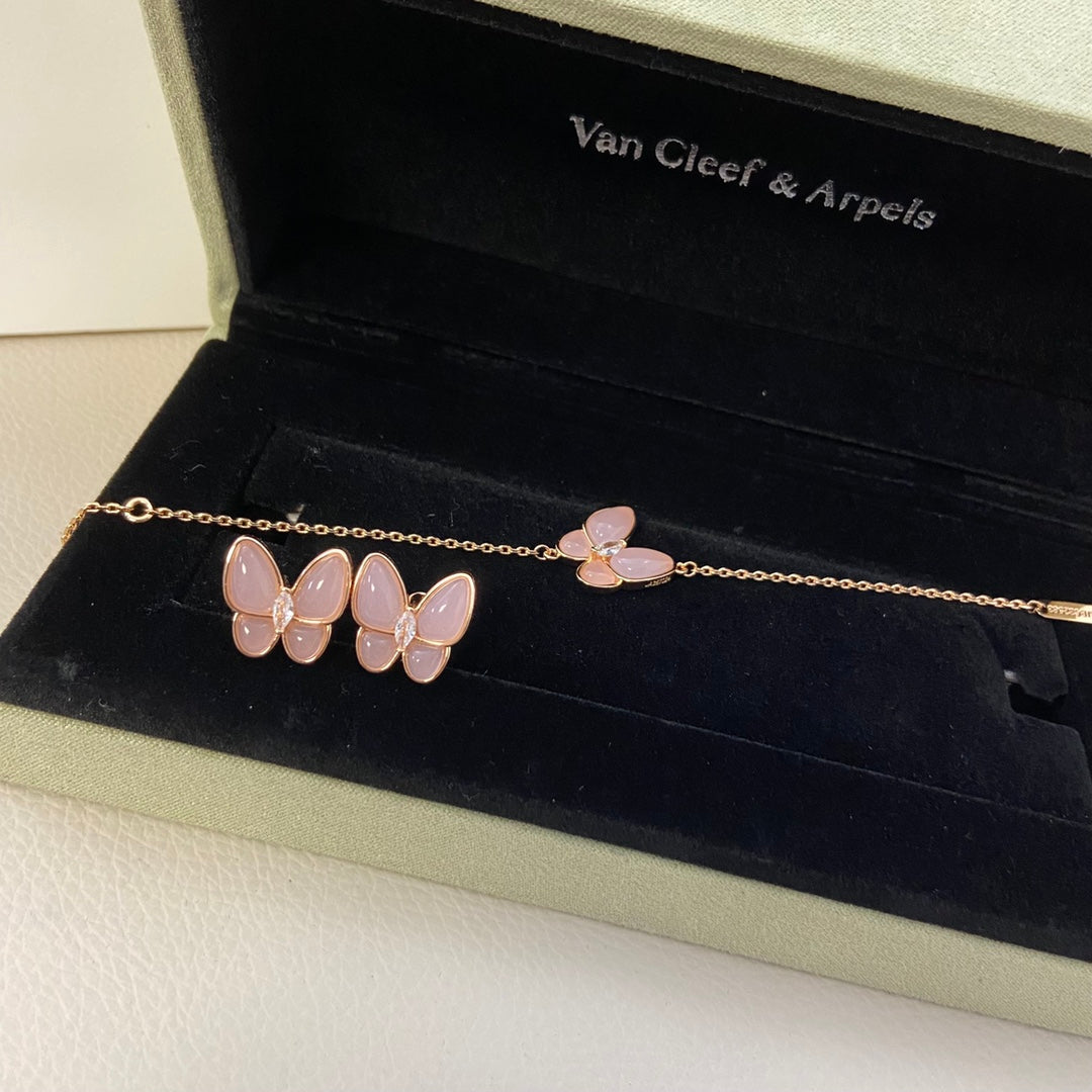 VCA Butterfly Pink Mop Pink Gold 1 Motifs Bracelet