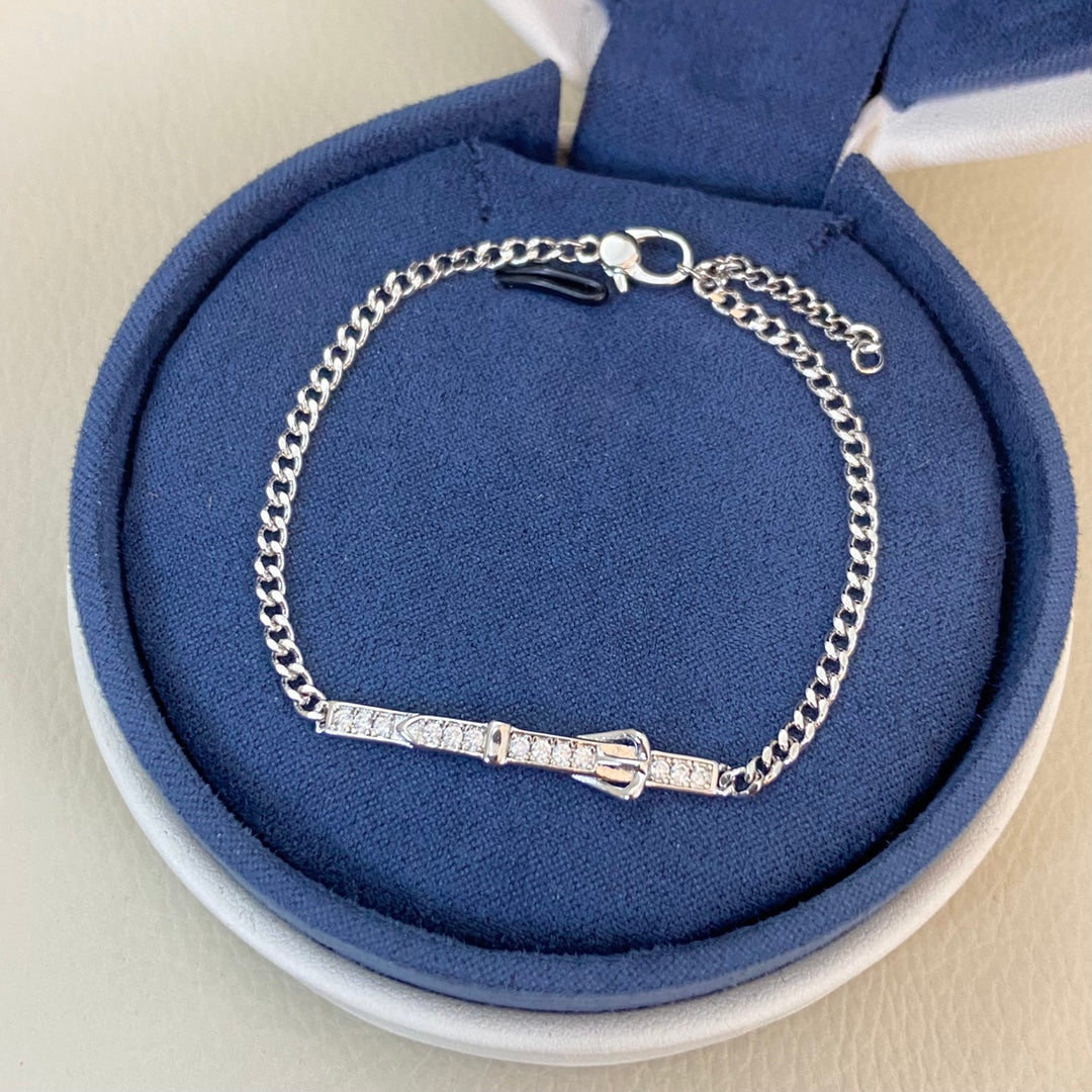 Hermes Diamond-Encrusted Buckle Belt  Open Bracelet