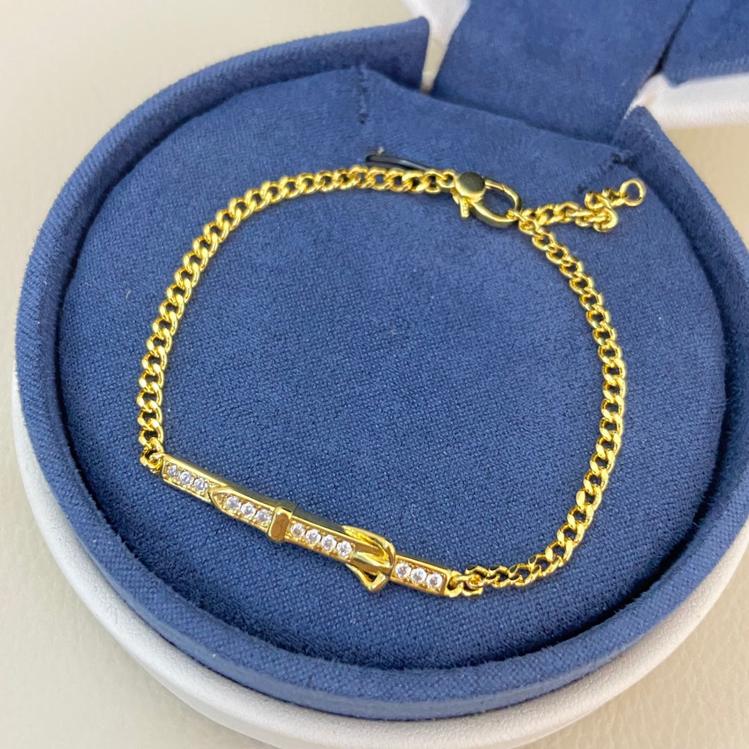 Hermes Diamond-Encrusted Buckle Belt  Open Bracelet