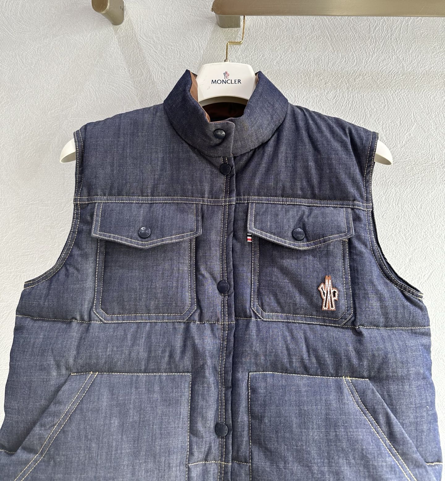 Moncler 2025 Grenoble Krachan Gilet Blue Denim Down
