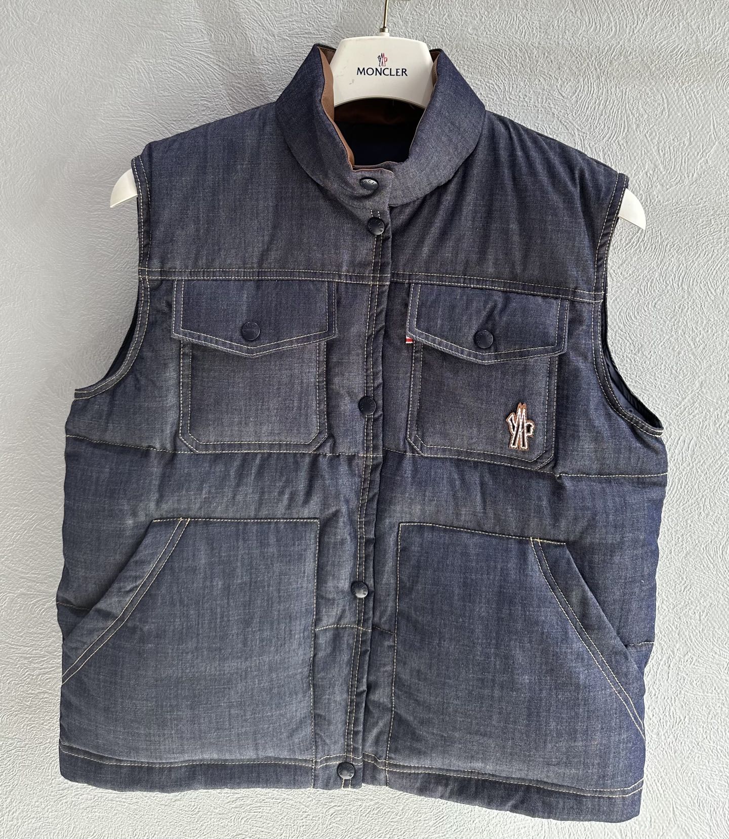 Moncler 2025 Grenoble Krachan Gilet Blue Denim Down