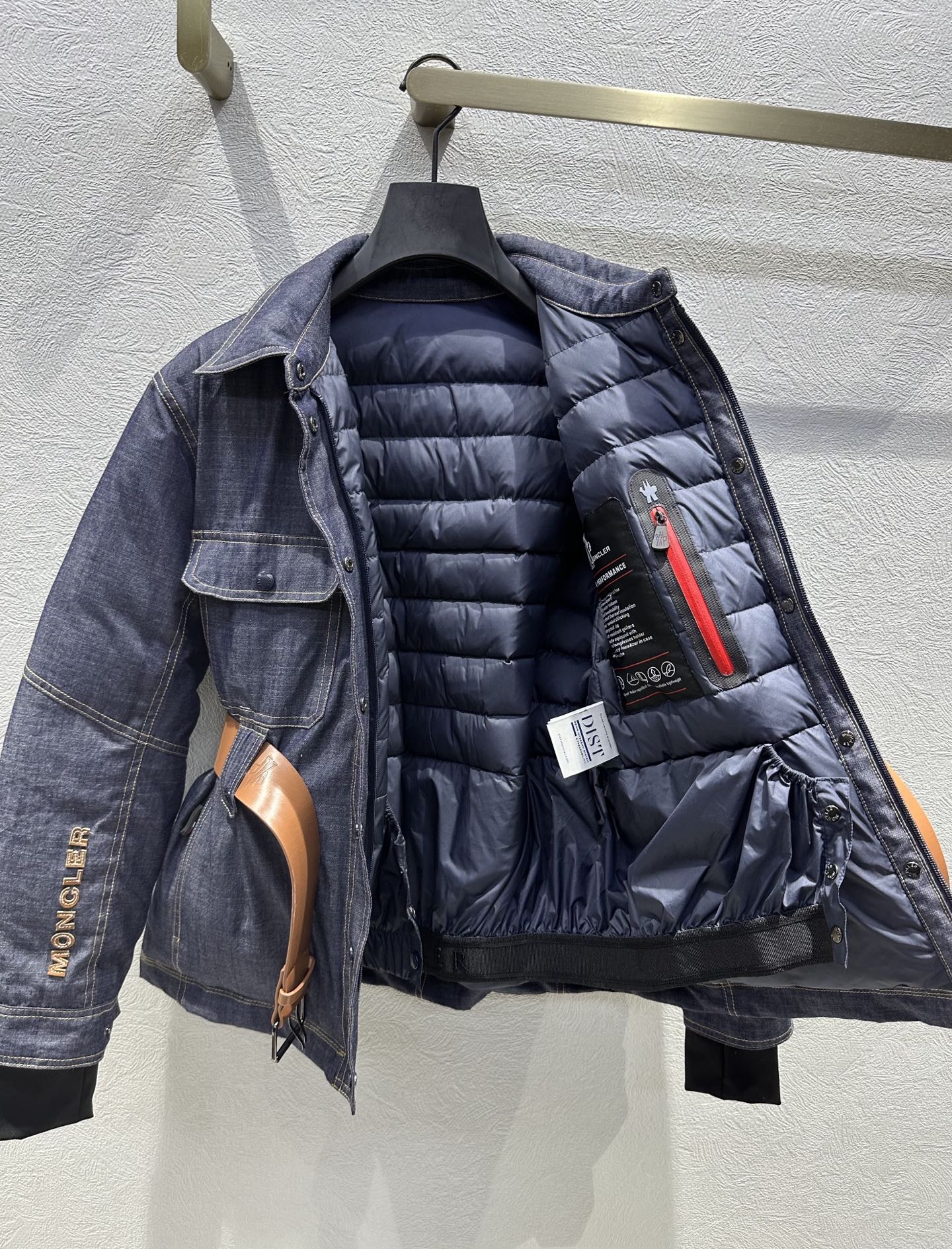 Moncler 2025 Grenoble Daintree Hooded Jacket With Belt Blue Denim Down