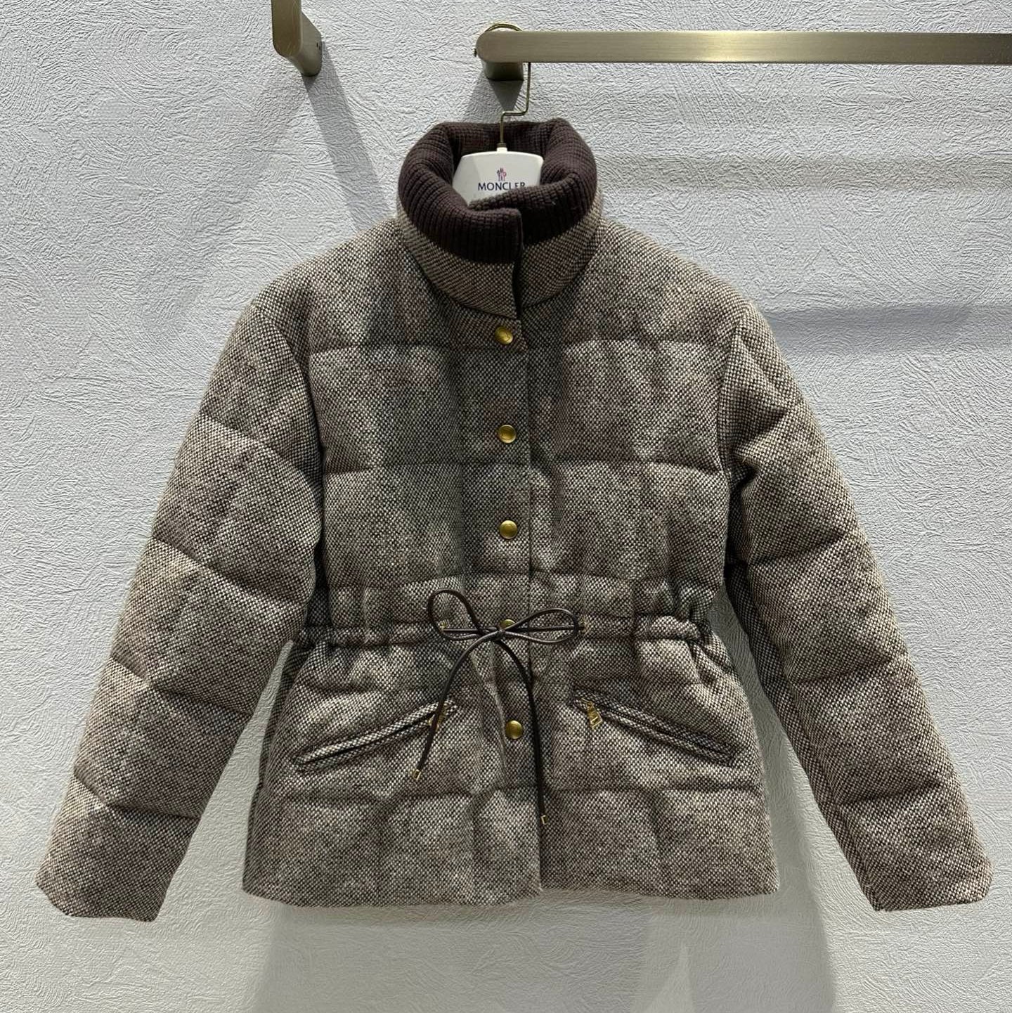 Moncler 2025 Antigony Jacket Gray Brown Wool Down