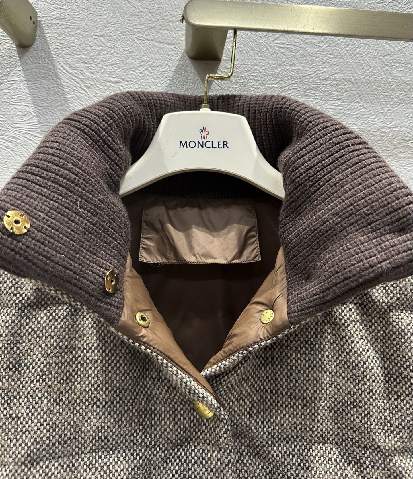 Moncler 2025 Antigony Jacket Gray Brown Wool Down