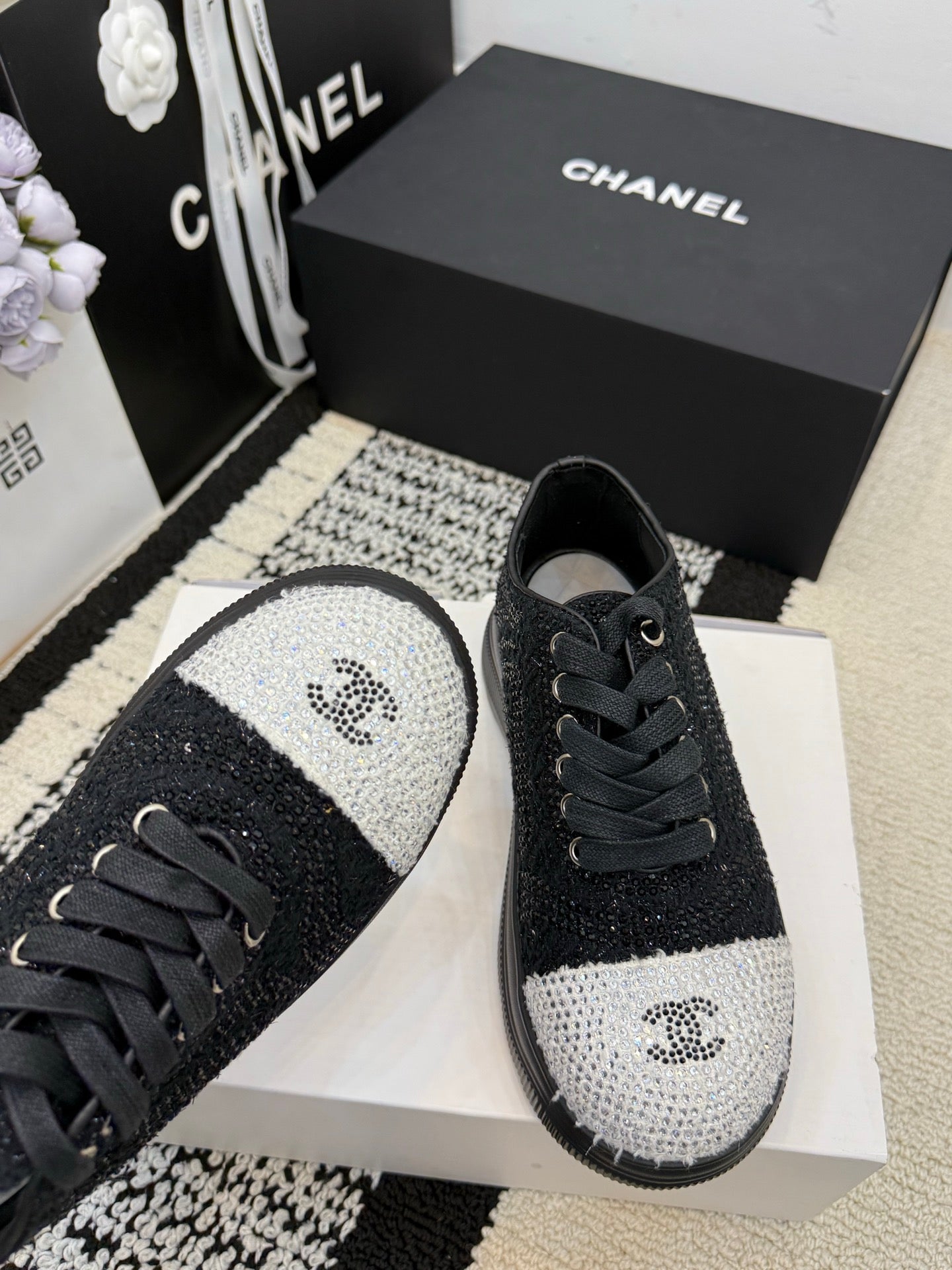 CC 26 Crystal-embellished Sneaker Black Leather 588796