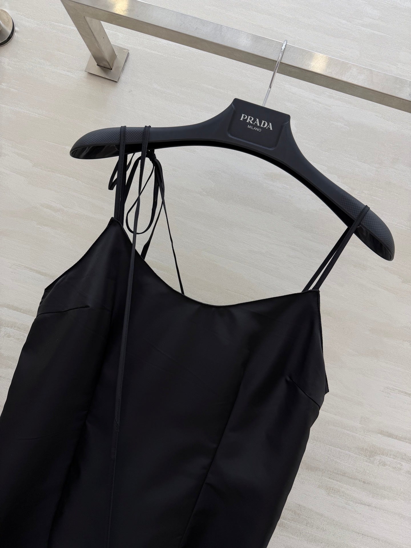 Prada 2026 Slip Dress Black Satin 358324