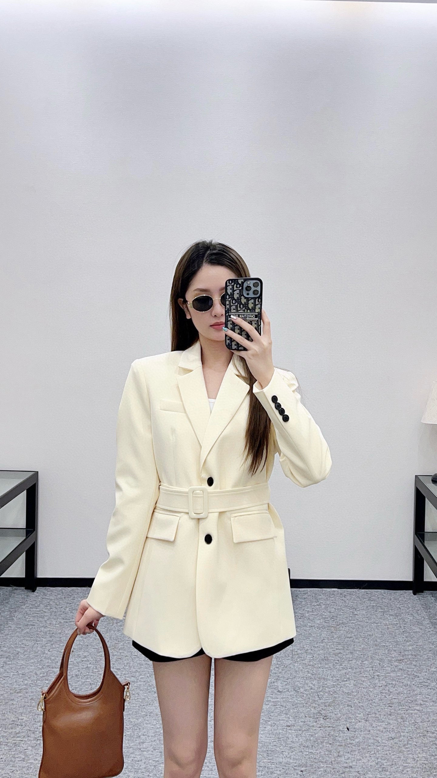 CD 25 Blazer With Belt Lapel Polyester