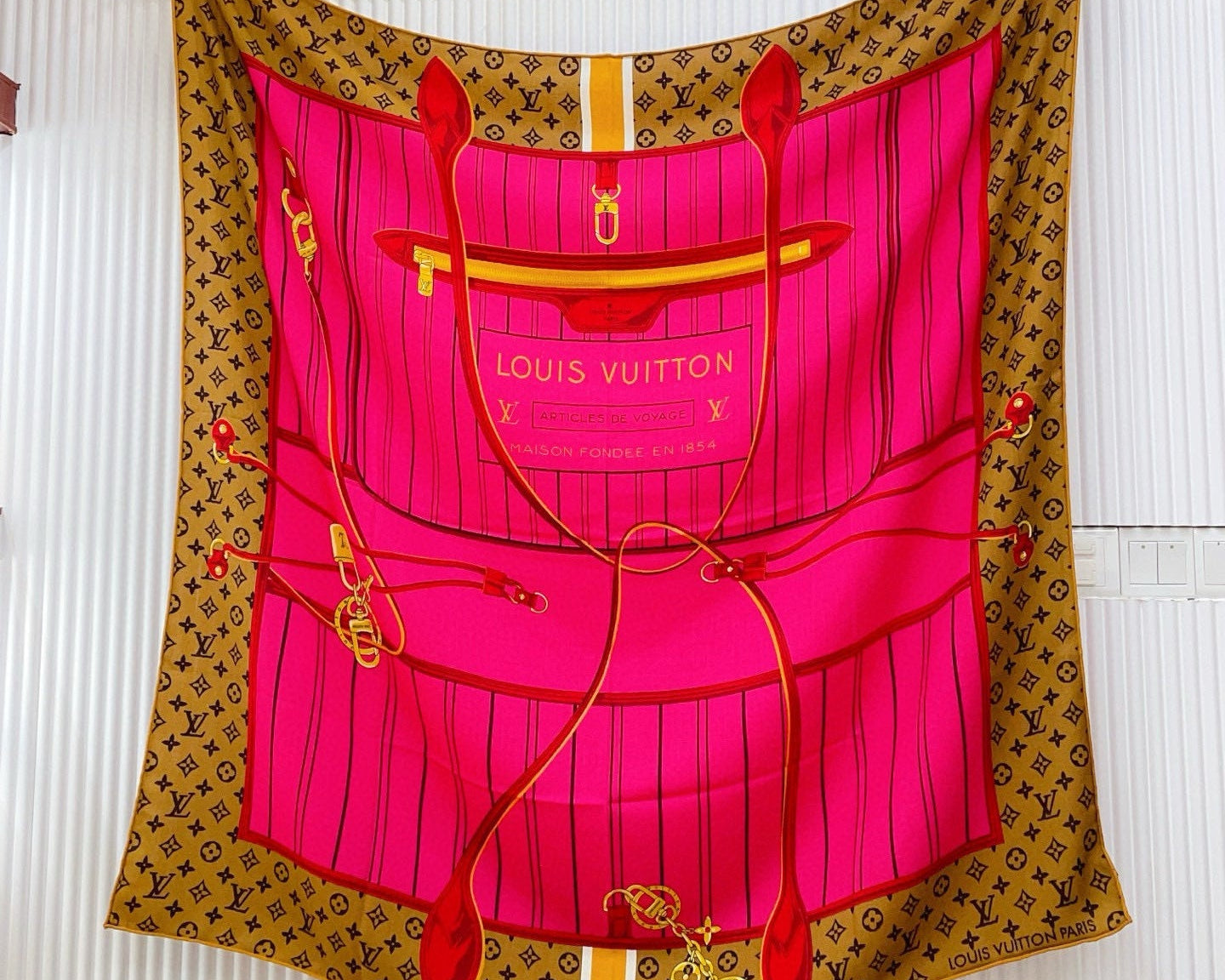 LV Double-sided Scarf 140cm Pink Camel Cashmere 971050