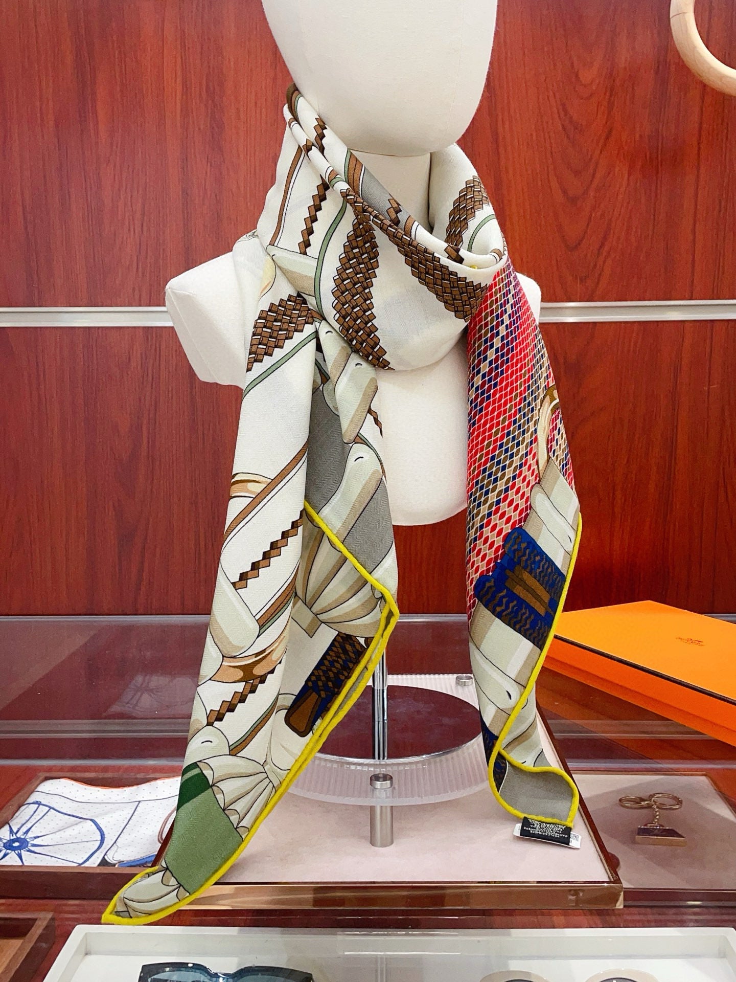 HM 25s Scarf 140cm White Gray Cashmere 973321