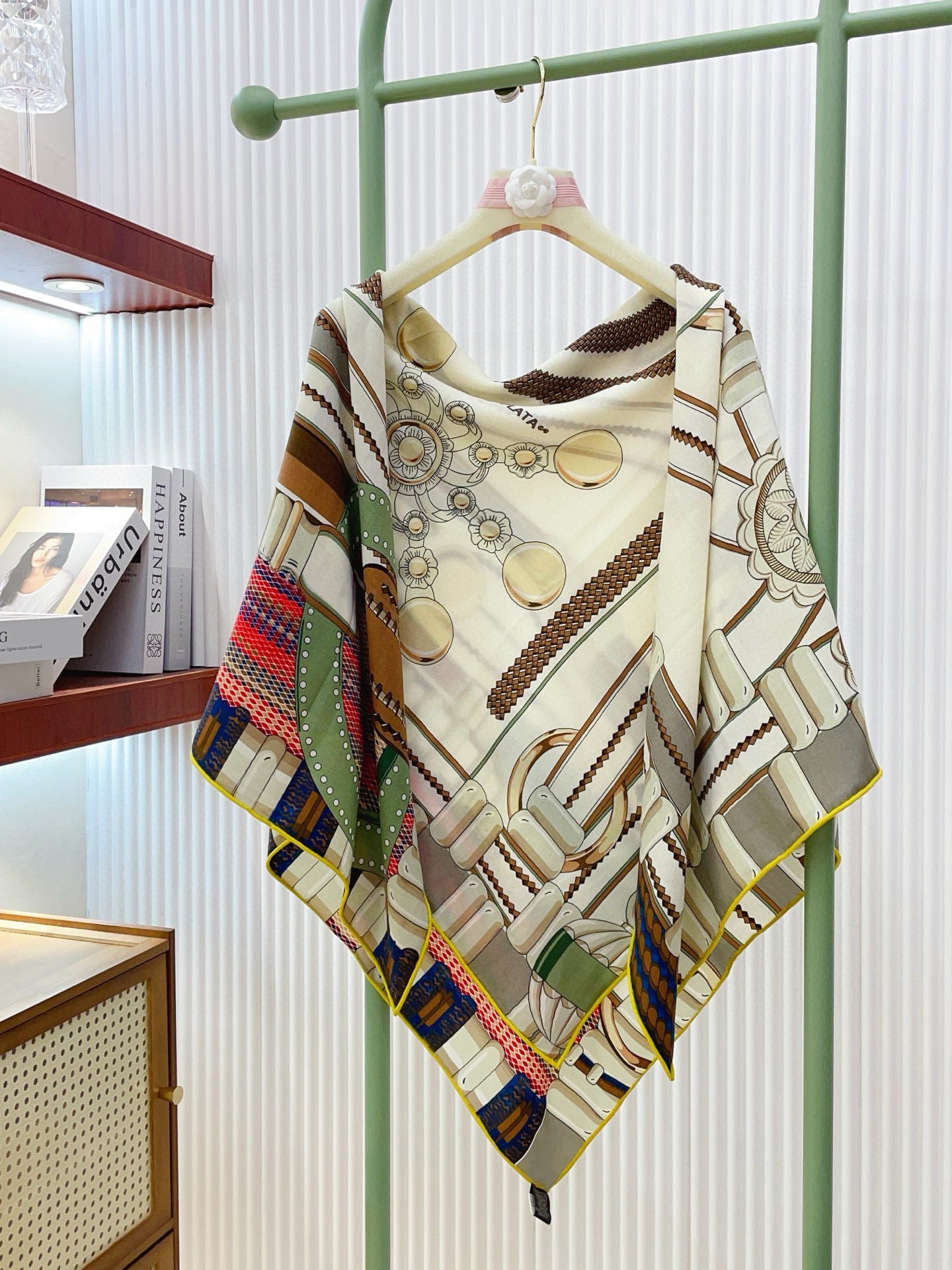 HM 25s Scarf 140cm White Gray Cashmere 973321