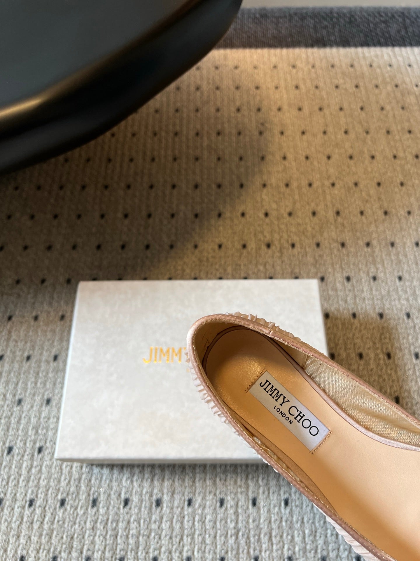 Jimmy Choo 2026 Pleated Bow Pointed Toe Ballet Flat Mesh Silk 933905